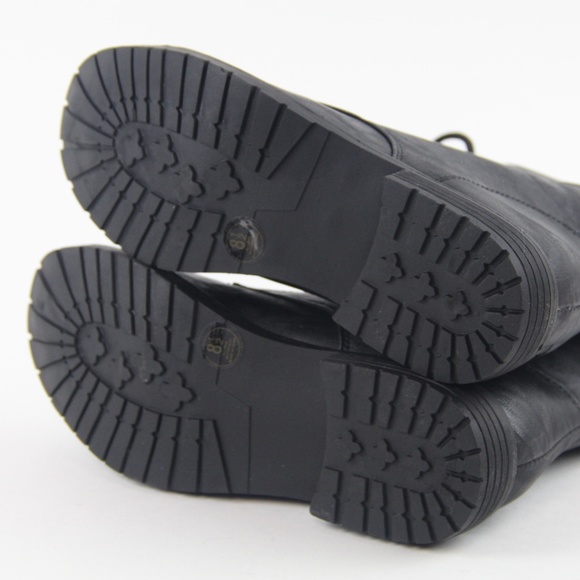 Women's Military Combat Mid Calf Boots Floral Blue - Picture 5 of 5